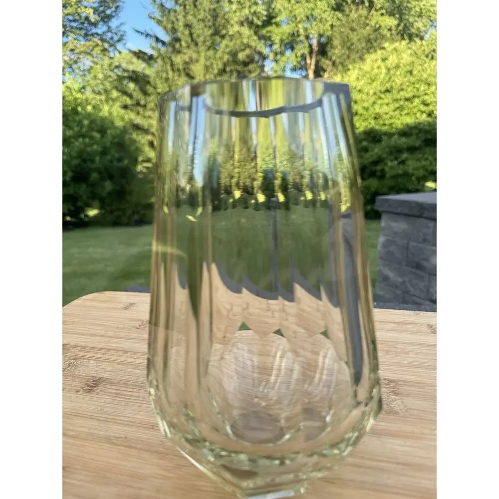 Josef Hoffmann Moser Art Deco Octagonal Faceted Glass Vase 8